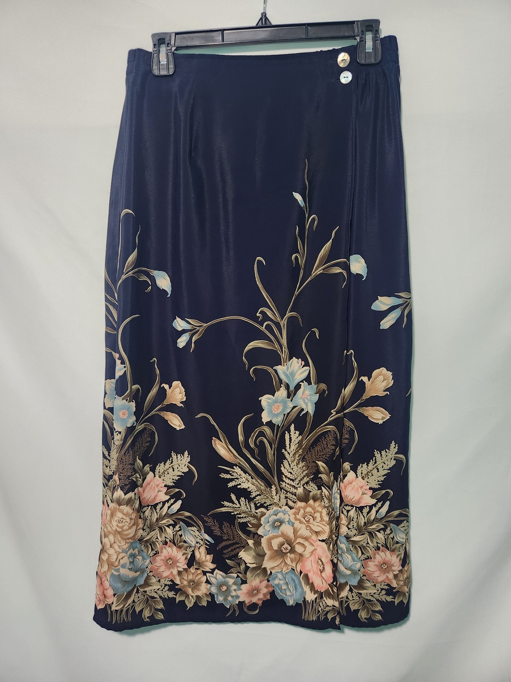 Vintage Bice Dark Blue Floral Skirt. Size 10